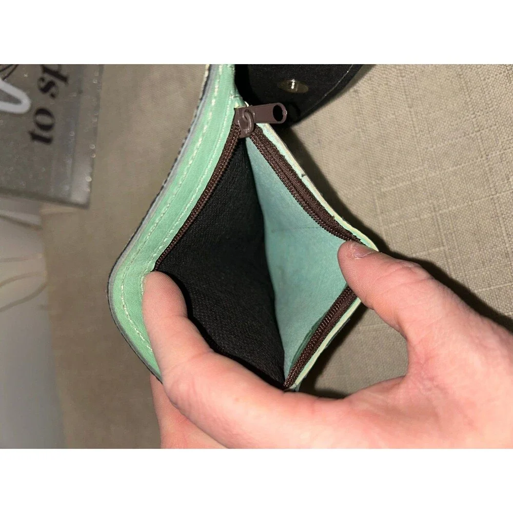 Turquoise Embossed Leather Wallet